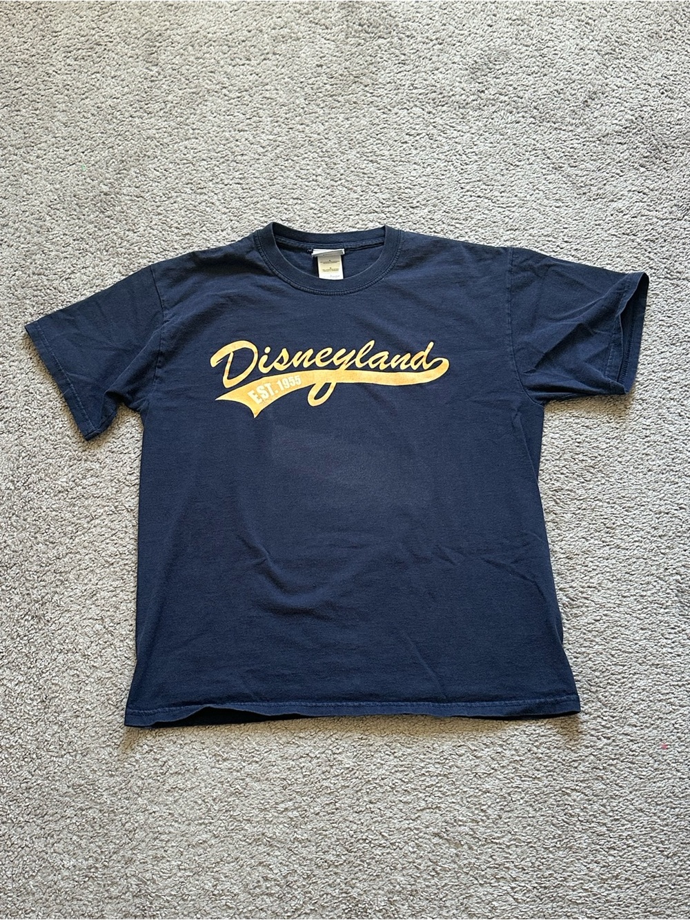 Disneyland Navy Blue Graphic Baseball Tee with Yellow Script